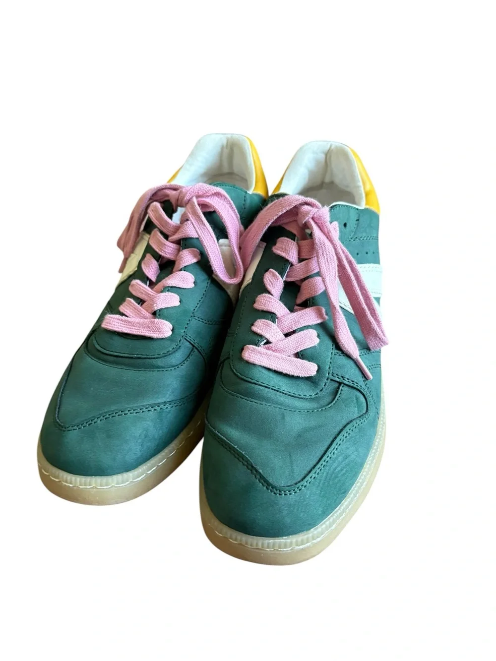 MIA Girl Kloie Dark Green Multi Colorblock Sneakers Pink Laces size 10 - Picture 3 of 8